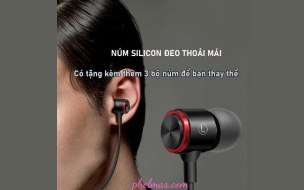 Tai nghe có dây siêu bass Poermax E3 âm thanh nổi tích hợp micro và nút điều khiển âm lượng