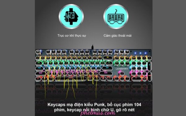 Bàn phím cơ Keycap phong cách Punk không chỉ chú trọng vào thiết kế mà còn đảm bảo hiệu suất vượt trội