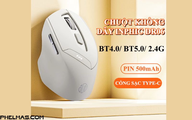 Chuột không dây INPHIC DR06 kết nối bằng BLUETOOTH